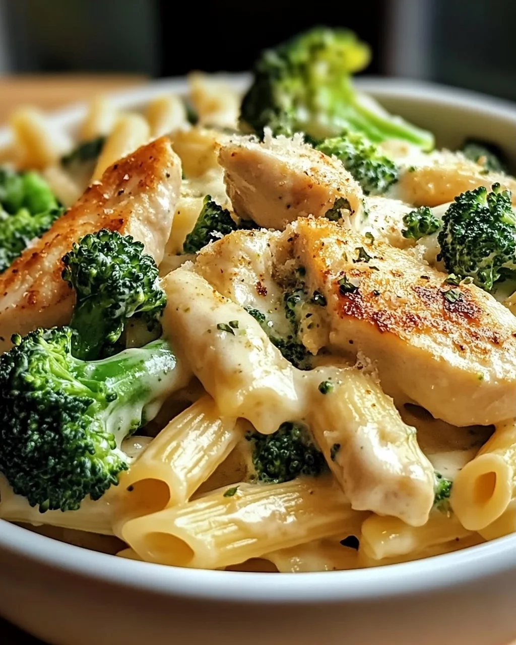 Cremige Hähnchen-Brokkoli-Alfredo Pasta