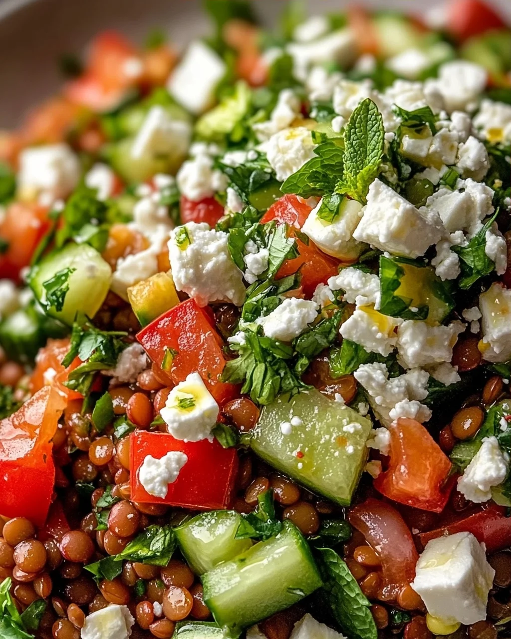 Cremiger Orientalischer Linsensalat Feta