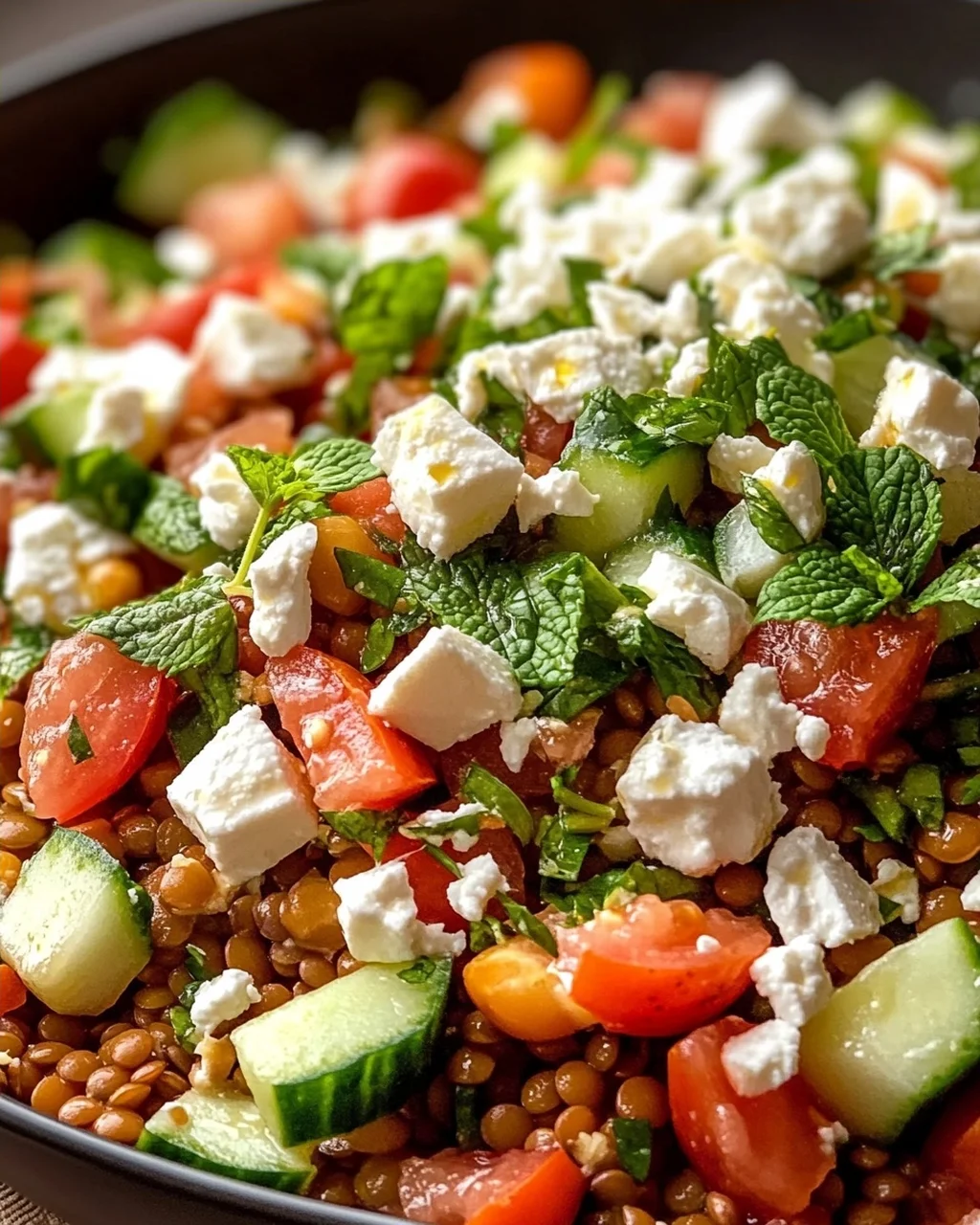 Cremiger Orientalischer Linsensalat Feta