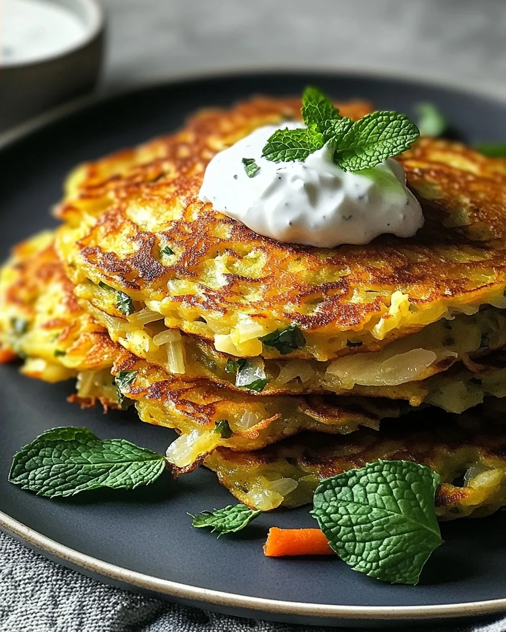 Curry-Spitzkohl-Pfannkuchen mit Minzjoghurt