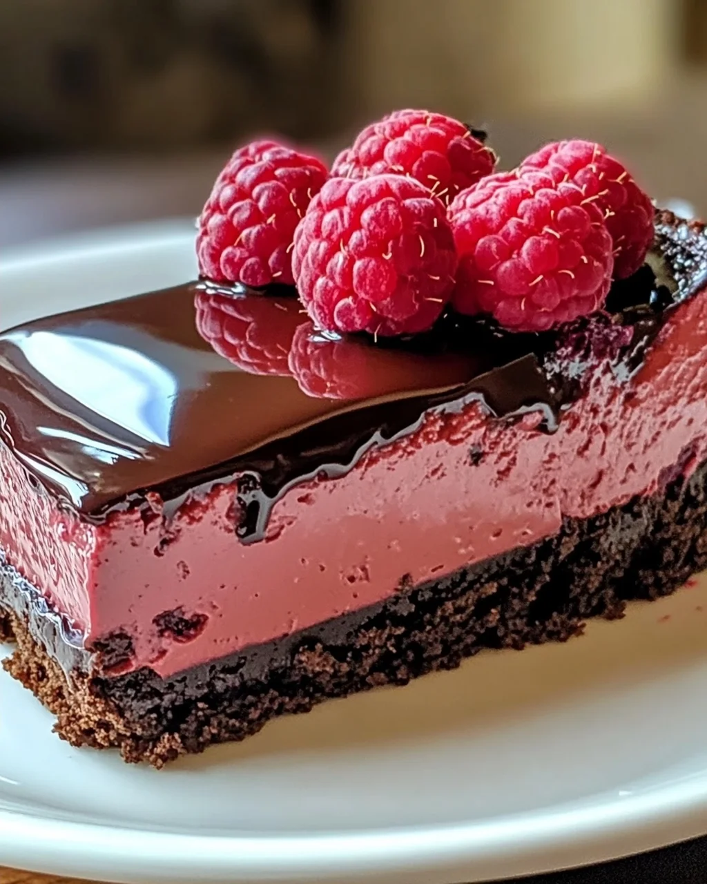 Dunkle Schokoladen-Himbeer-Käsekuchen einfach genießen