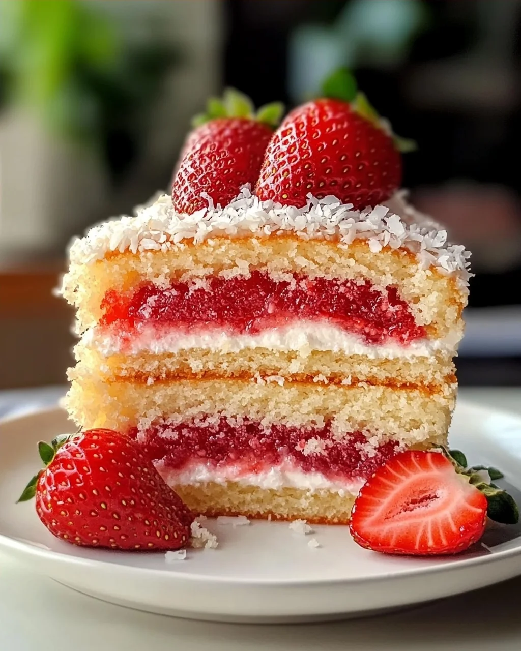 Erdbeer-Kokos-Sponge-Kuchen leicht gemacht