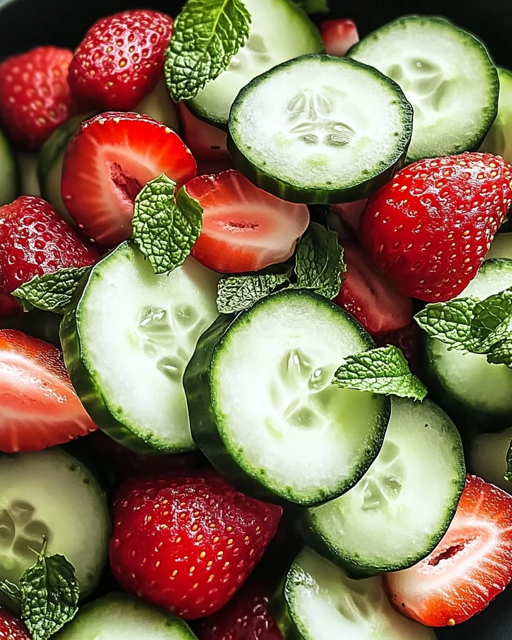 Erfrischender Gurken-Erdbeer-Salat mit Minze