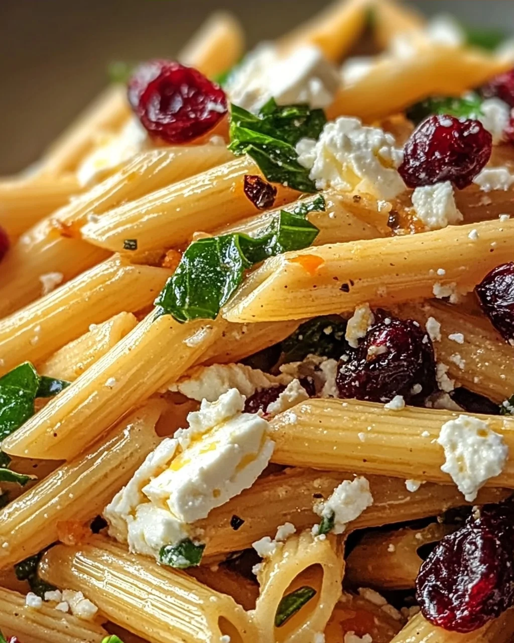 Feta-Cranberry-Penne-Salat mit Orangen-Vinaigrette Rezept