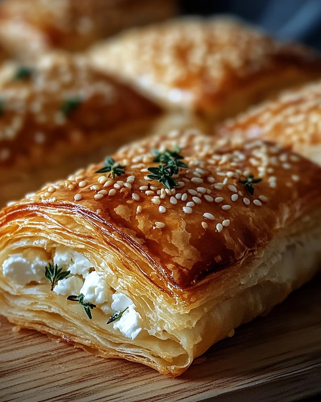 Feta im Blätterteig mit Sesam und Thymian