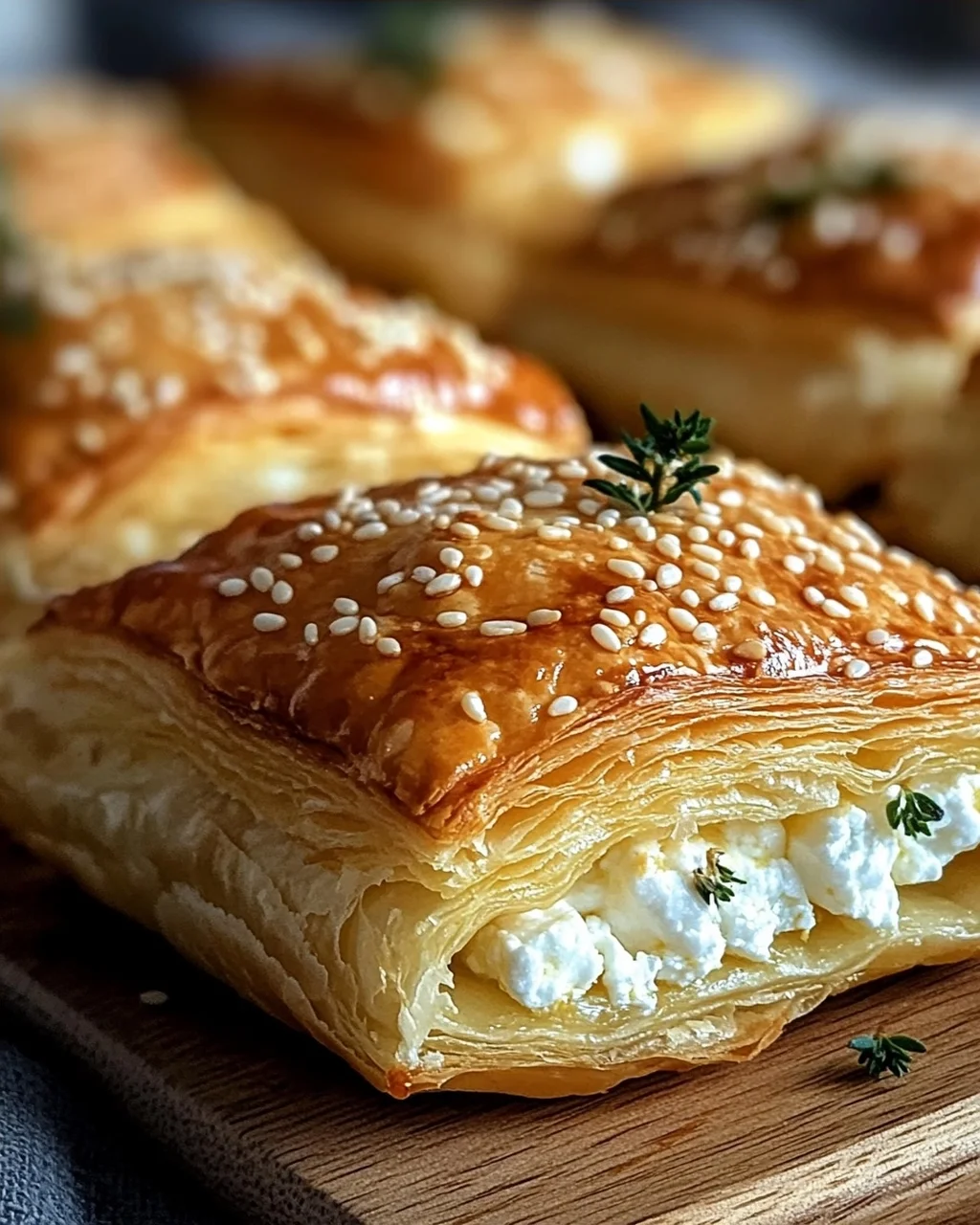 Feta im Blätterteig mit Sesam und Thymian
