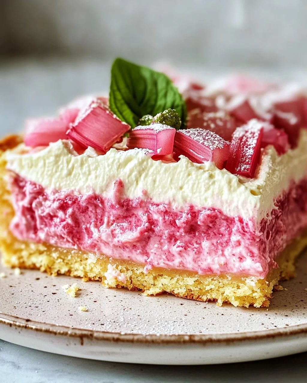 Fluffy Rhubarb Sour Cream Cake with Shortcrust Pastry Recipe