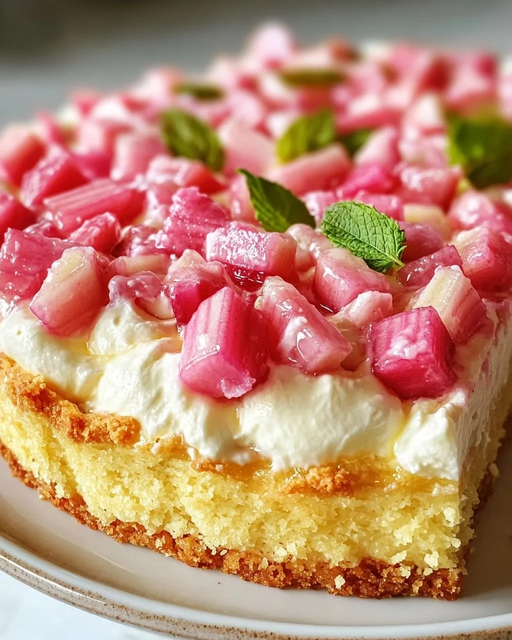 Fluffy Rhubarb Sour Cream Cake with Shortcrust Pastry Recipe