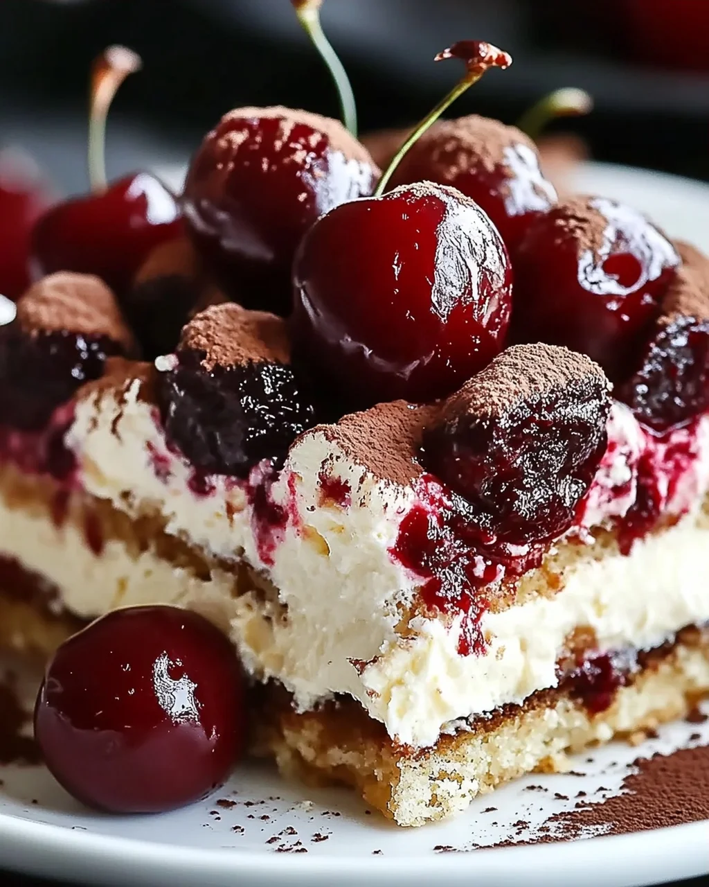 Fruchtiges Kirsch-Tiramisu mit Amaretto-Geschmack (alkoholfrei)