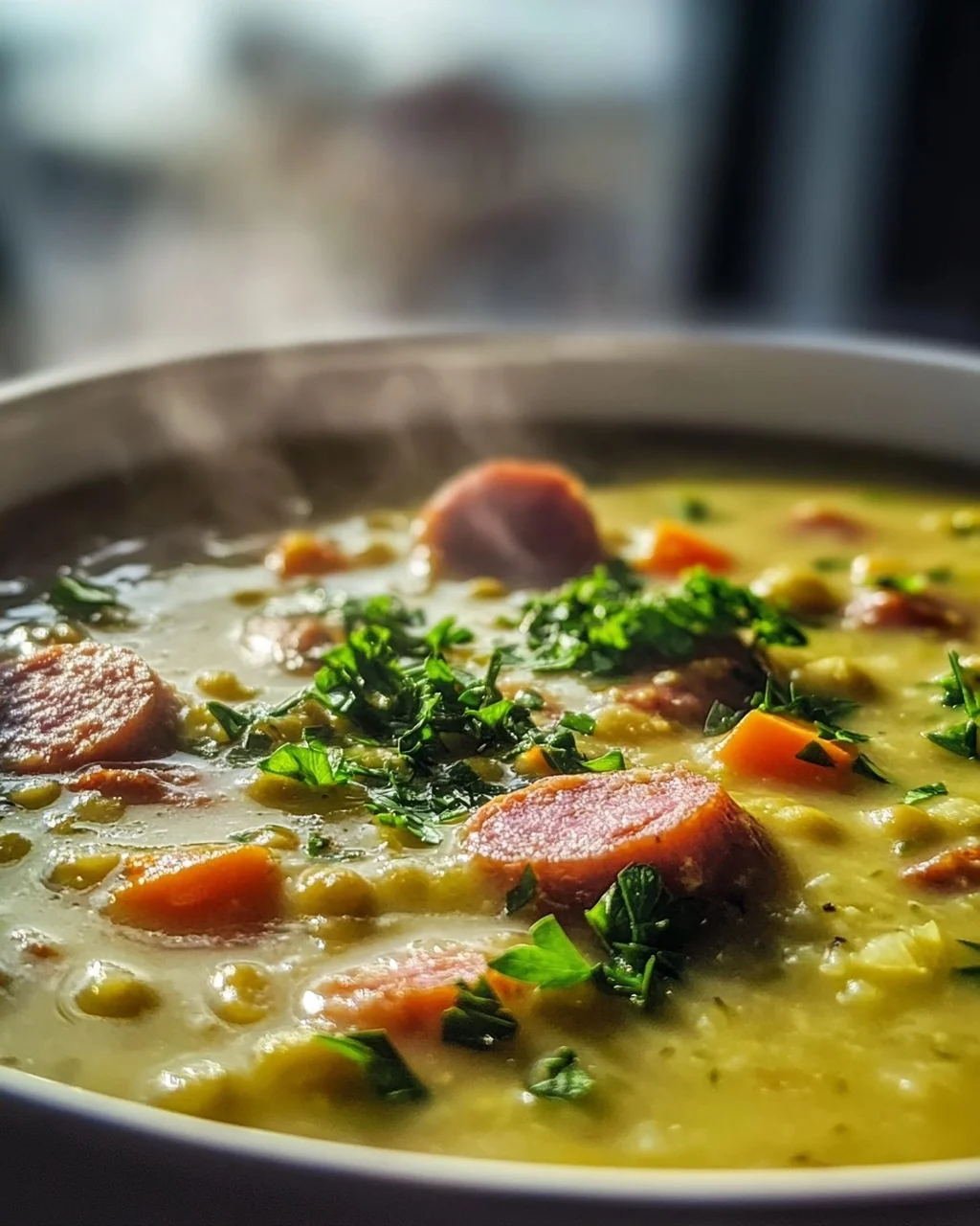 German Split Pea Soup With Smoked Sausage – Hearty Recipe!