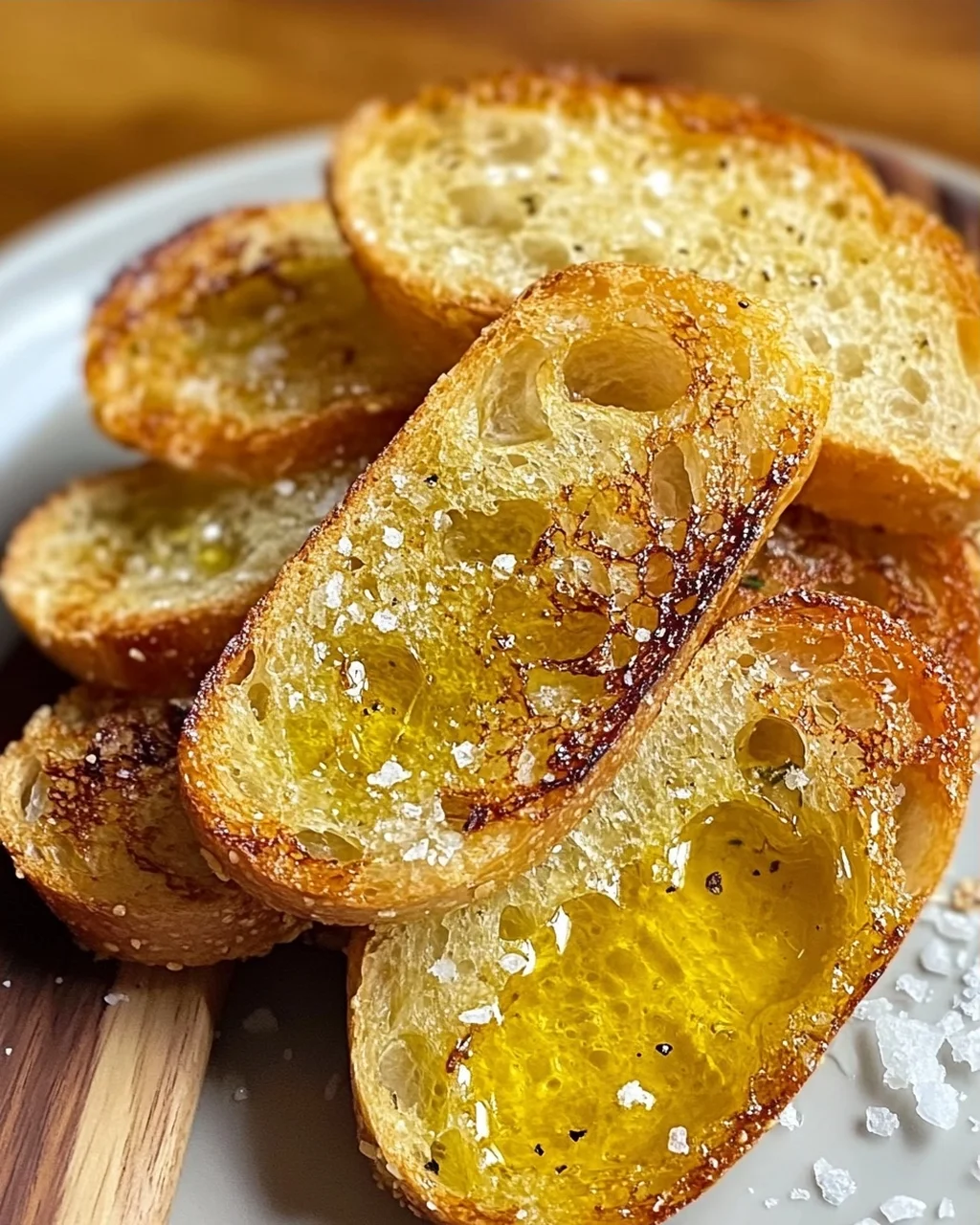 Grillbrot mit Olivenöl und Meersalz