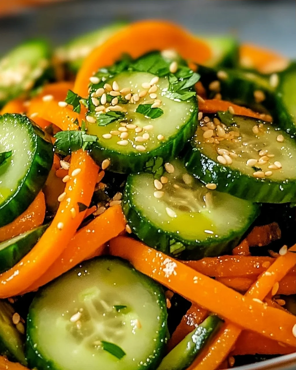 Gurkensalat mit Karotten für den Sommergenuss