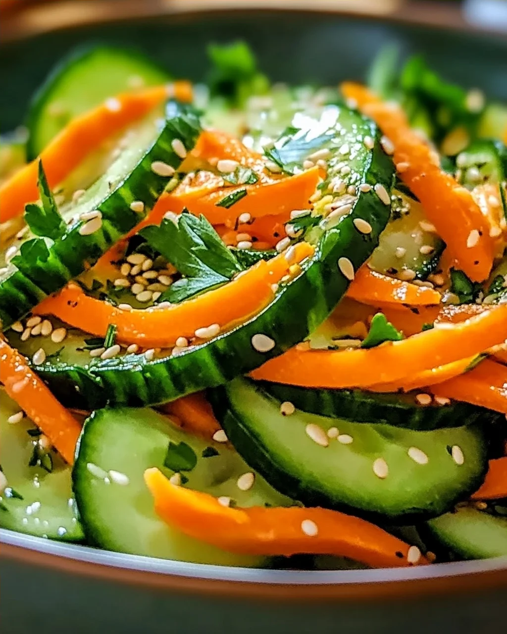 Gurkensalat mit Karotten für den Sommergenuss