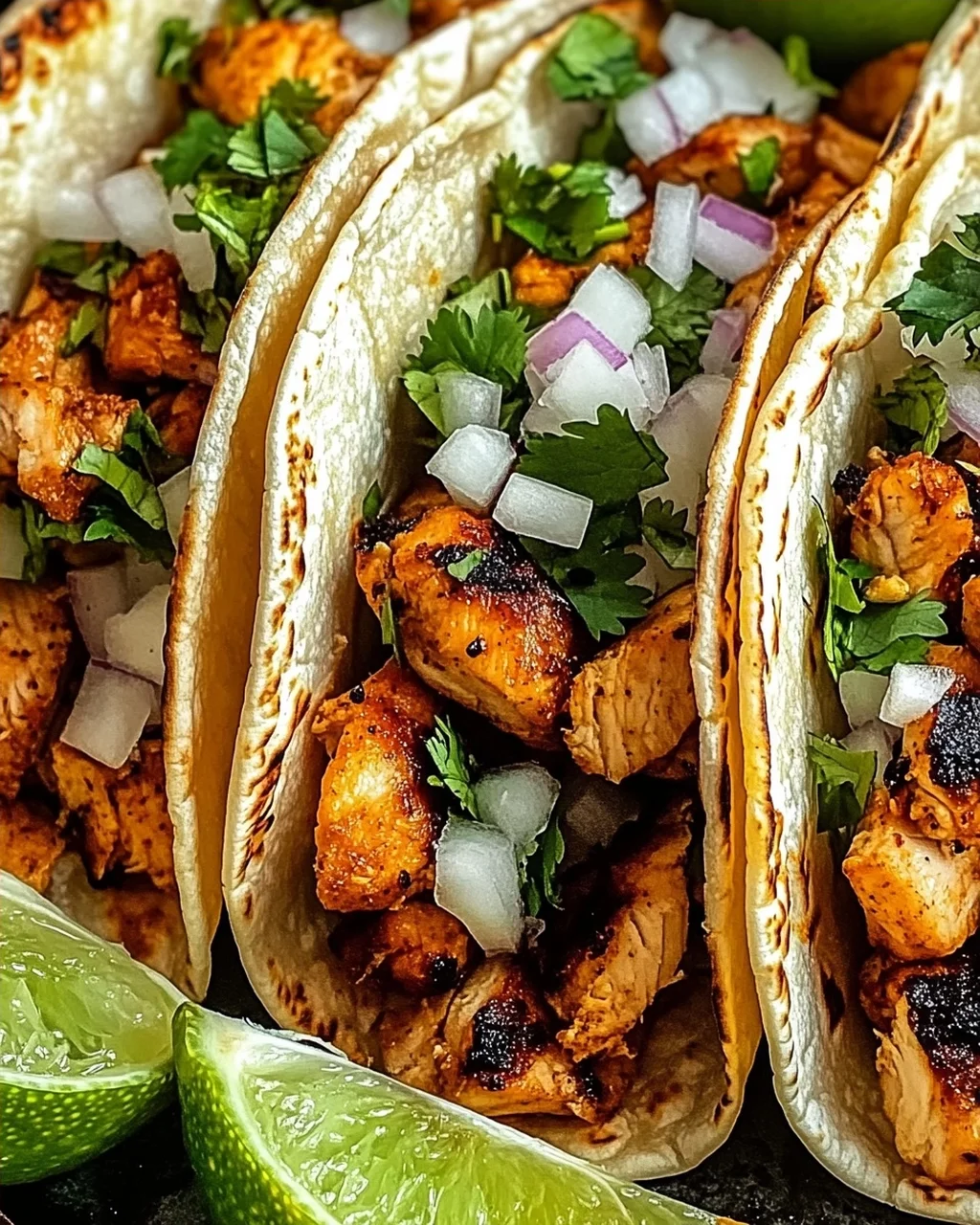 Hühnchen Straßen Tacos mit frischen Toppings