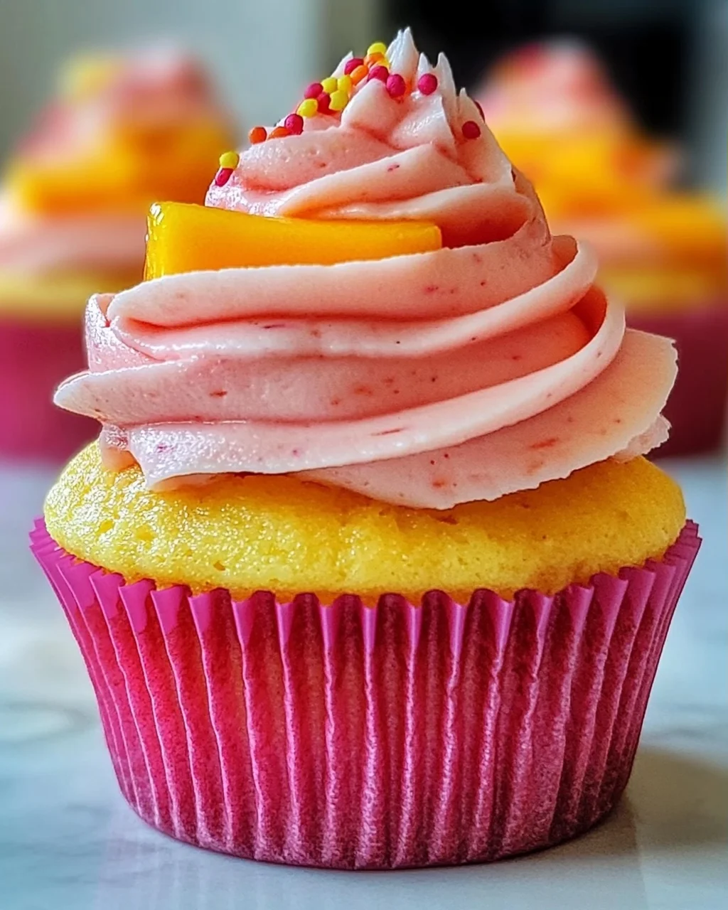 Mango Erdbeer Sonnenuntergang Cupcakes für jeden Anlass