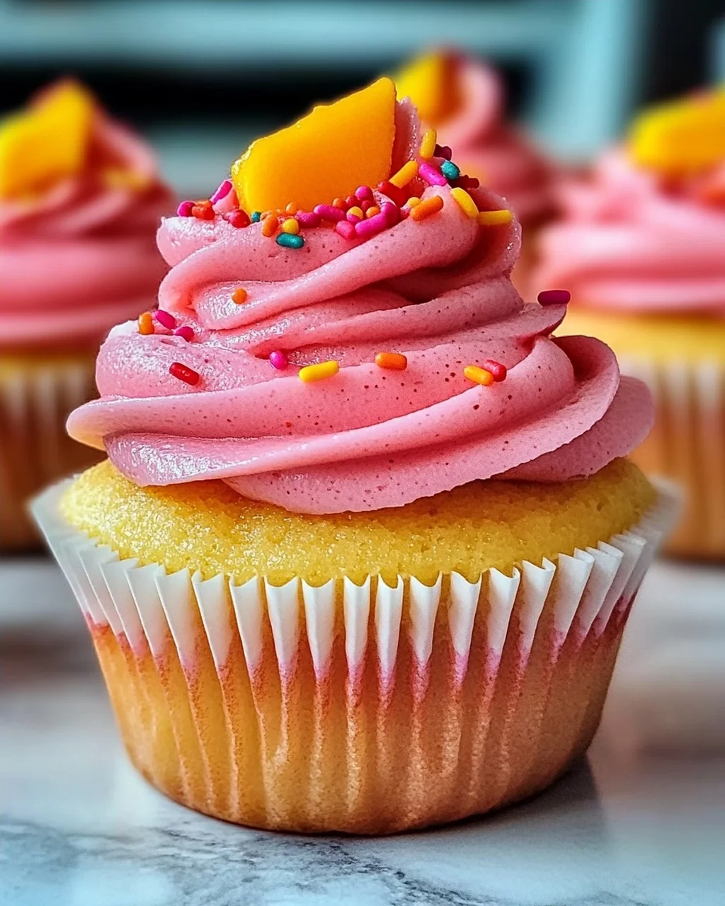 Mango Erdbeer Sonnenuntergang Cupcakes für jeden Anlass
