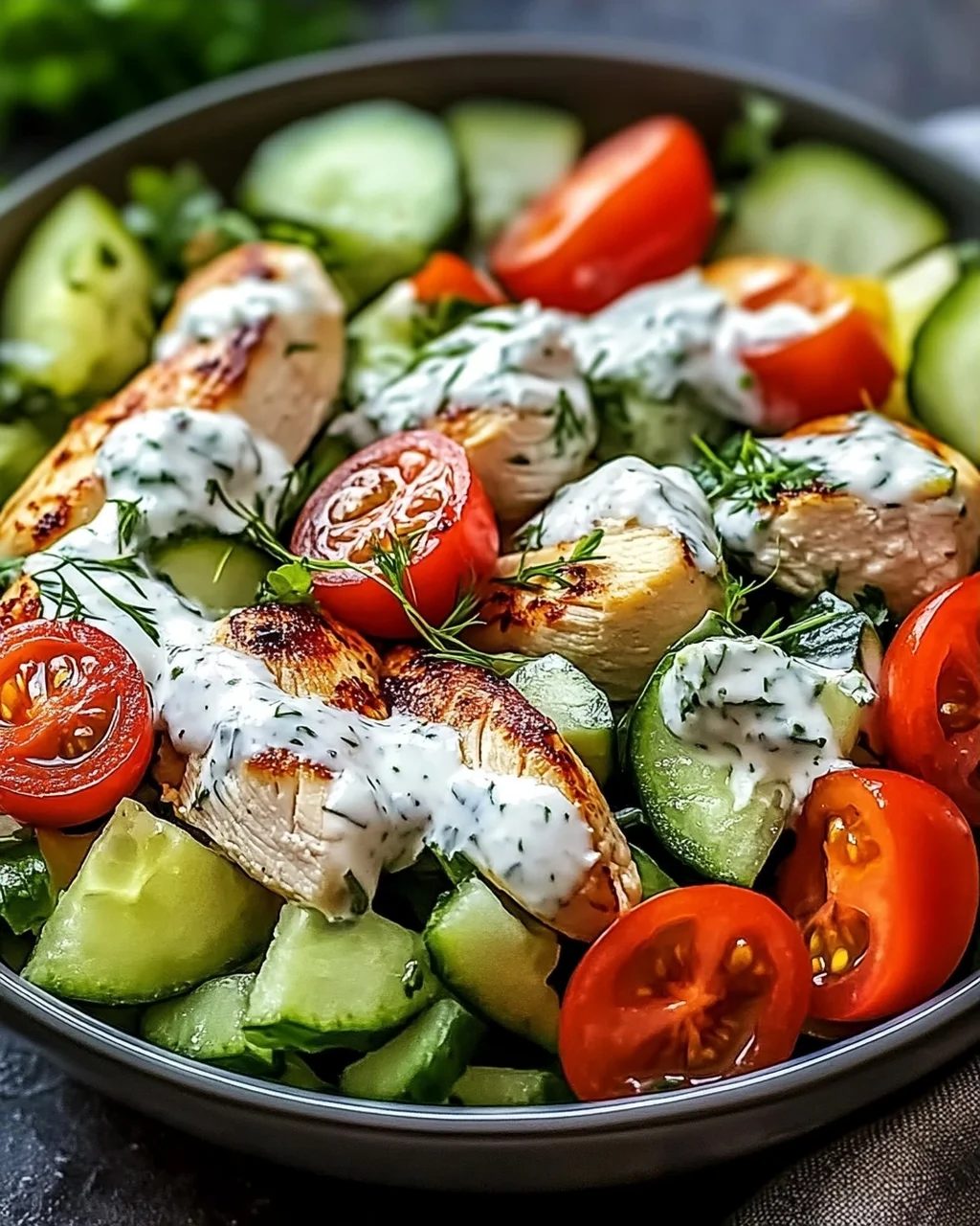 Mediterraner Tzatziki-Hähnchensalat