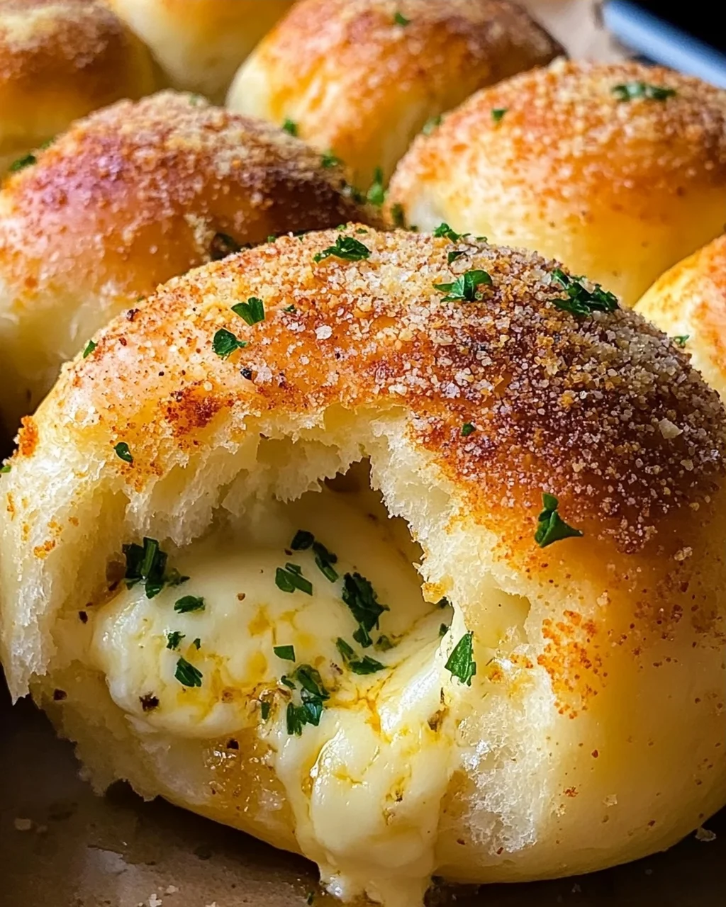 Megalecker Knoblauch Brötchen gefüllt mit Mozzarella Käse