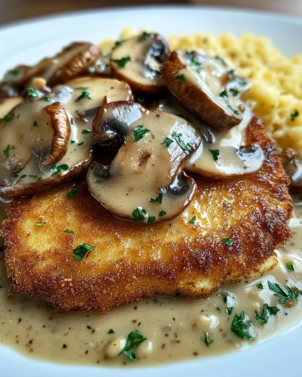 Naturschnitzel in Champignonrahmsauce