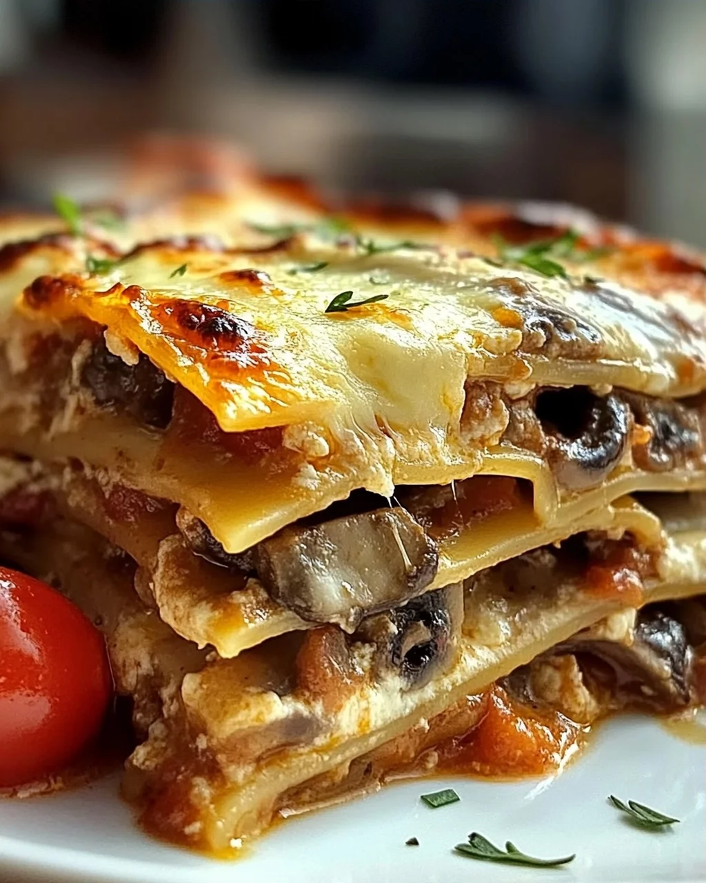 Pilzlasagne mit Traubentomaten – Vegetarischer Genuss