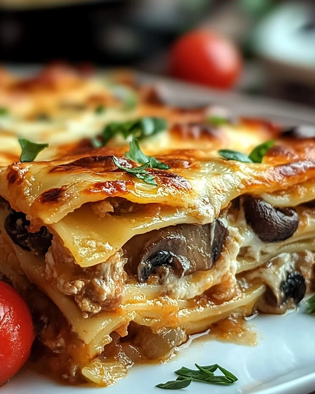 Pilzlasagne mit Traubentomaten – Vegetarischer Genuss