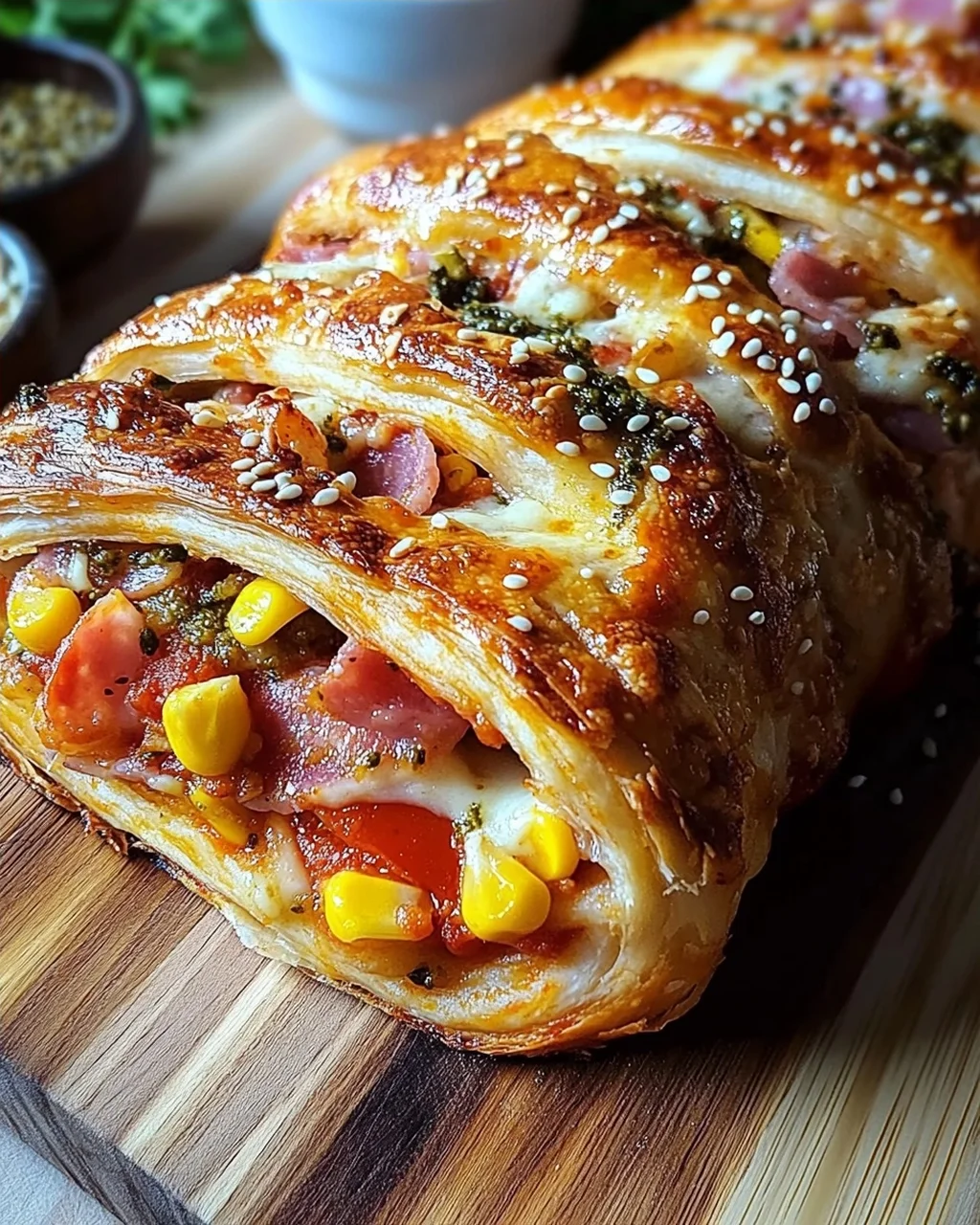 Pizza-Strudel aus fertigem Pizzateig