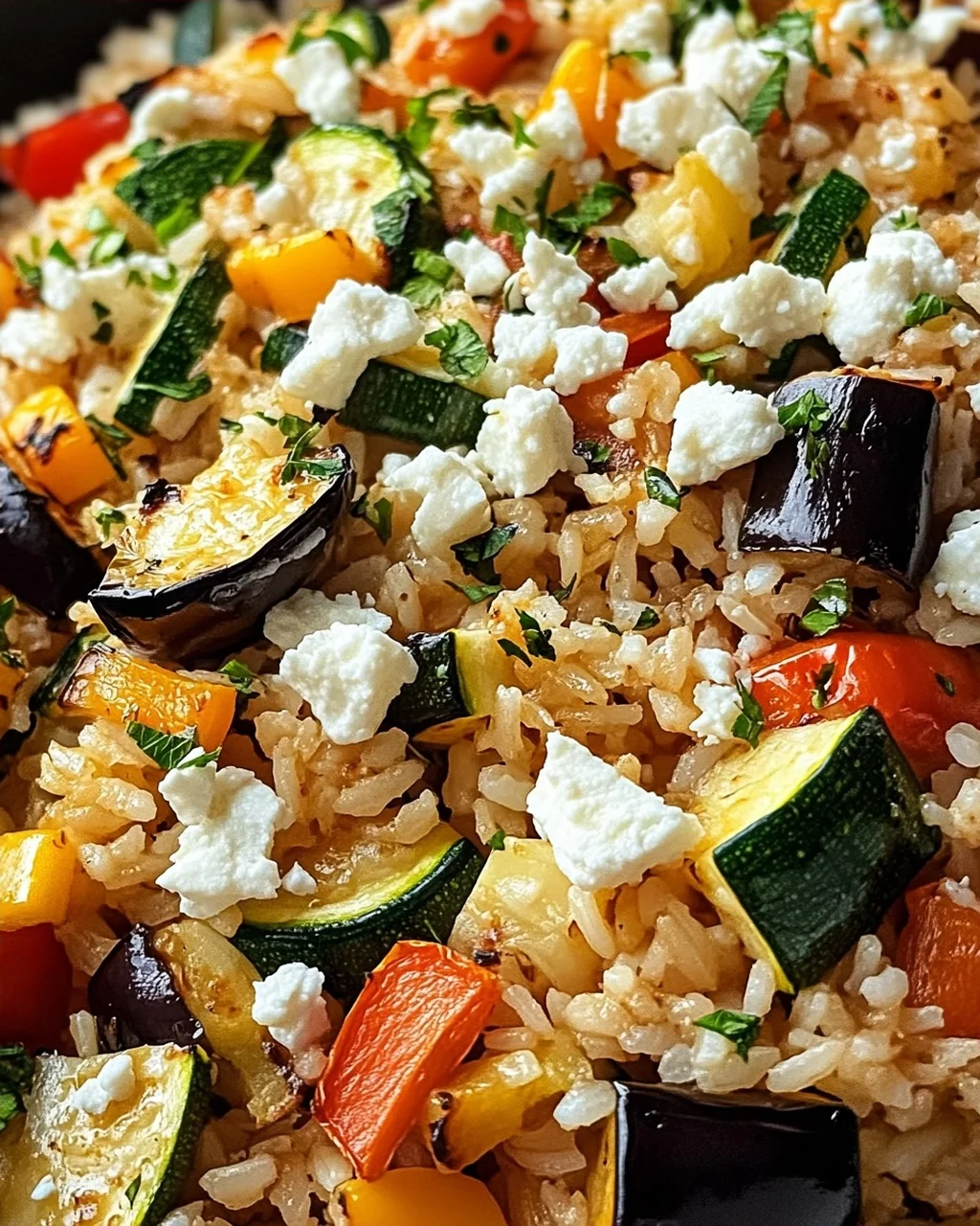 Reis aus dem Ofen mit Feta und Gemüse