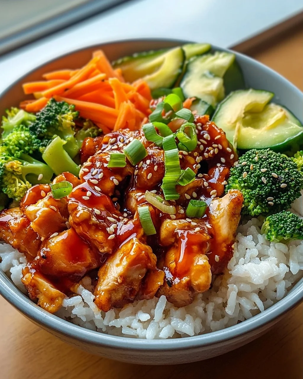 Scharfe Honig-Hähnchen-Bowls aromatisch & Yum Yum Sauce