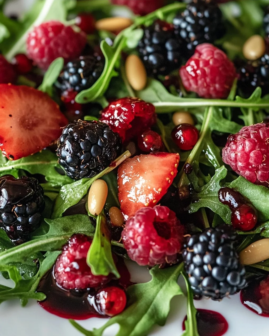 Sommerlicher Rucola Salat mit Erdnon-alcoholic beeren & Balsamico