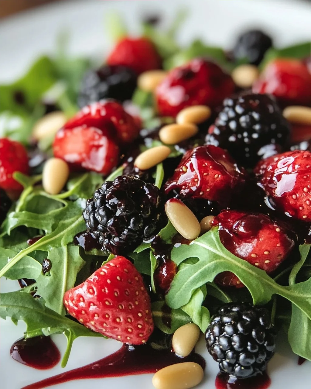Sommerlicher Rucola Salat mit Erdnon-alcoholic beeren & Balsamico