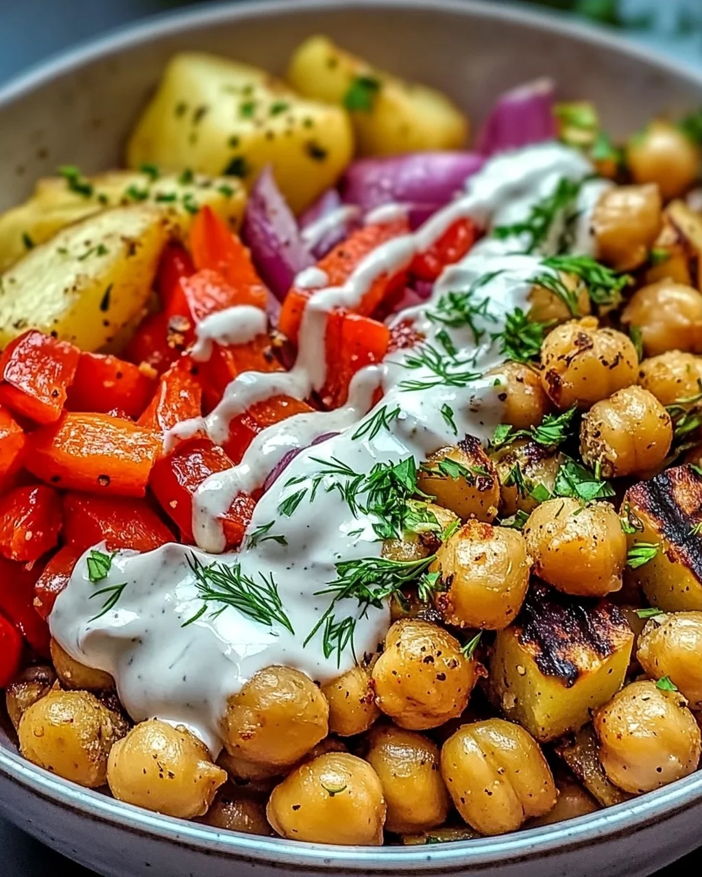 Vegan Mediterrane Gegrillte Gemüse Schüssel Genuss
