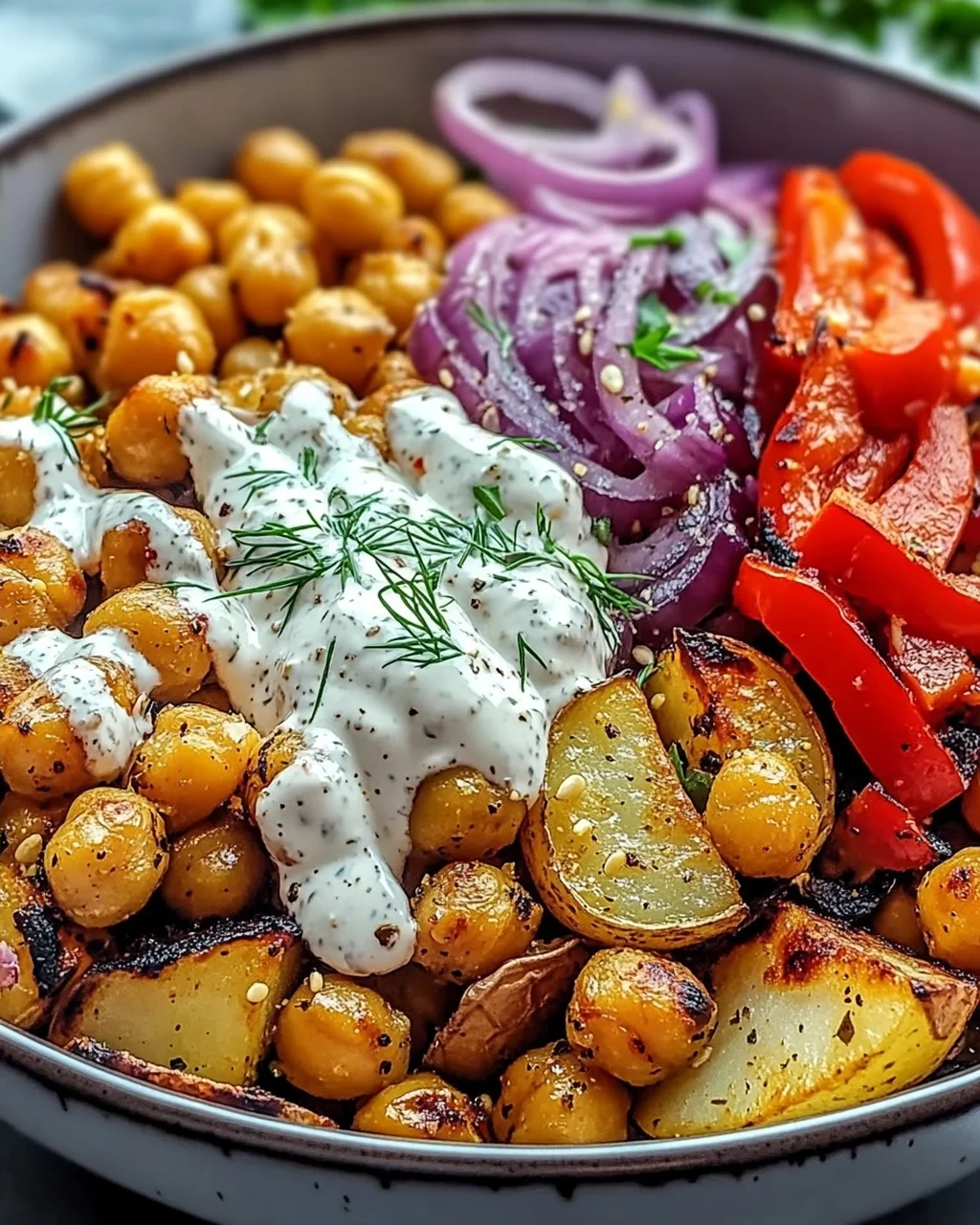 Vegan Mediterrane Gegrillte Gemüse Schüssel Genuss