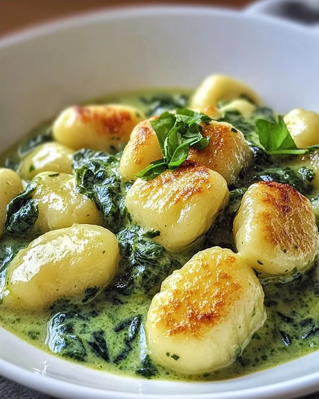 Vegane Gnocchi mit cremiger Spinatsauce