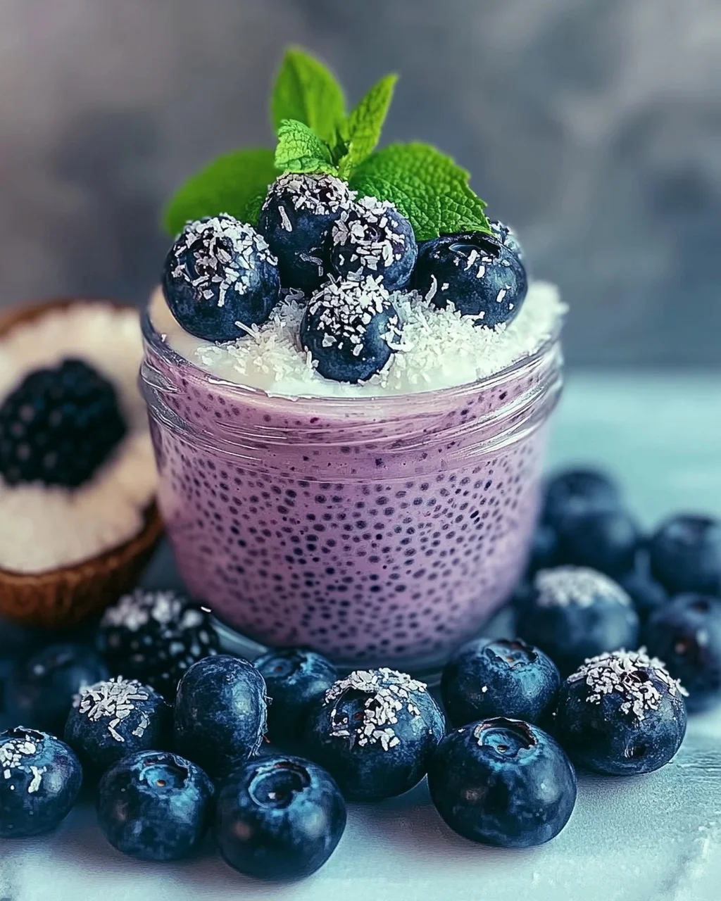 Veganer Blaubeer-Chia-Pudding