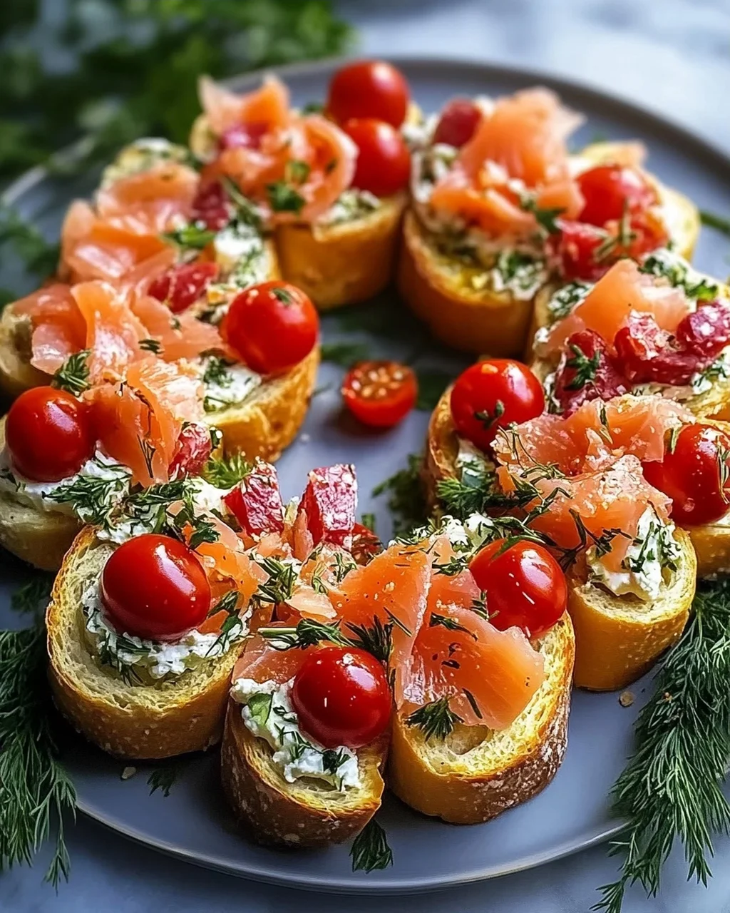Weihnachtslachs Bruschetta Kranz Rezept für festliche Genussmomente