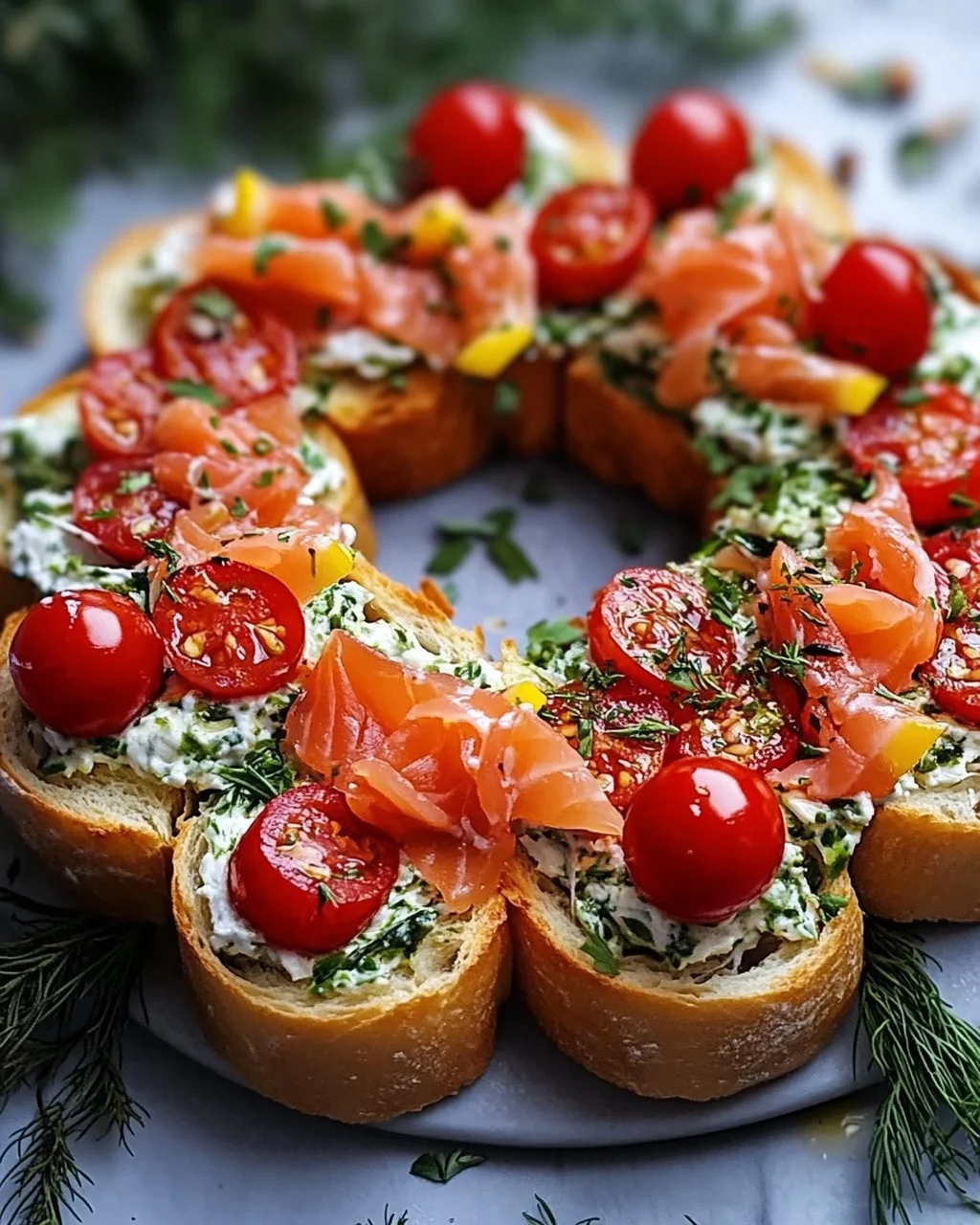 Weihnachtslachs Bruschetta Kranz Rezept für festliche Genussmomente