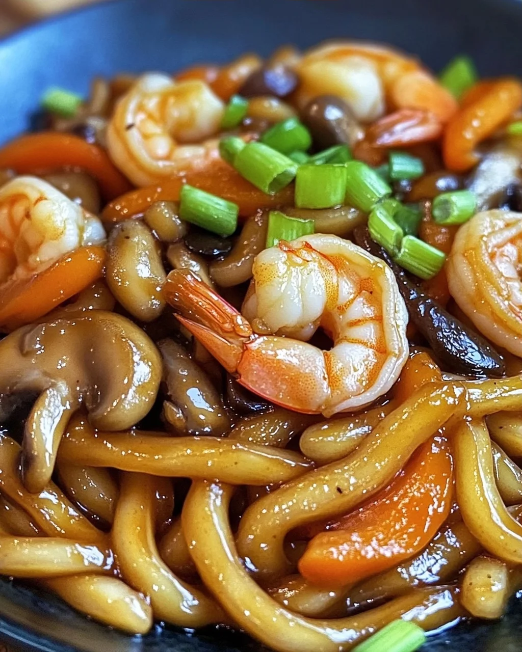 Yaki Udon mit Garnelen in 20 Minuten zubereitet